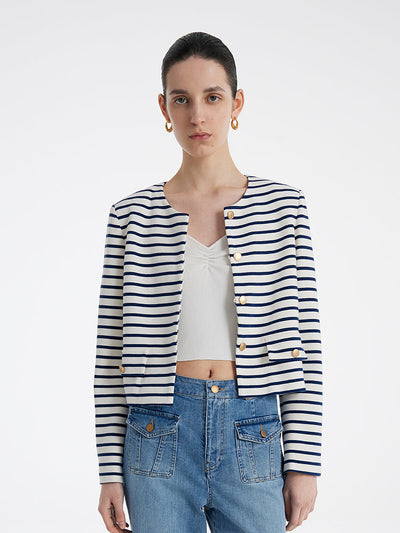 Valmere™ | Striped Cotton Crop Jacket