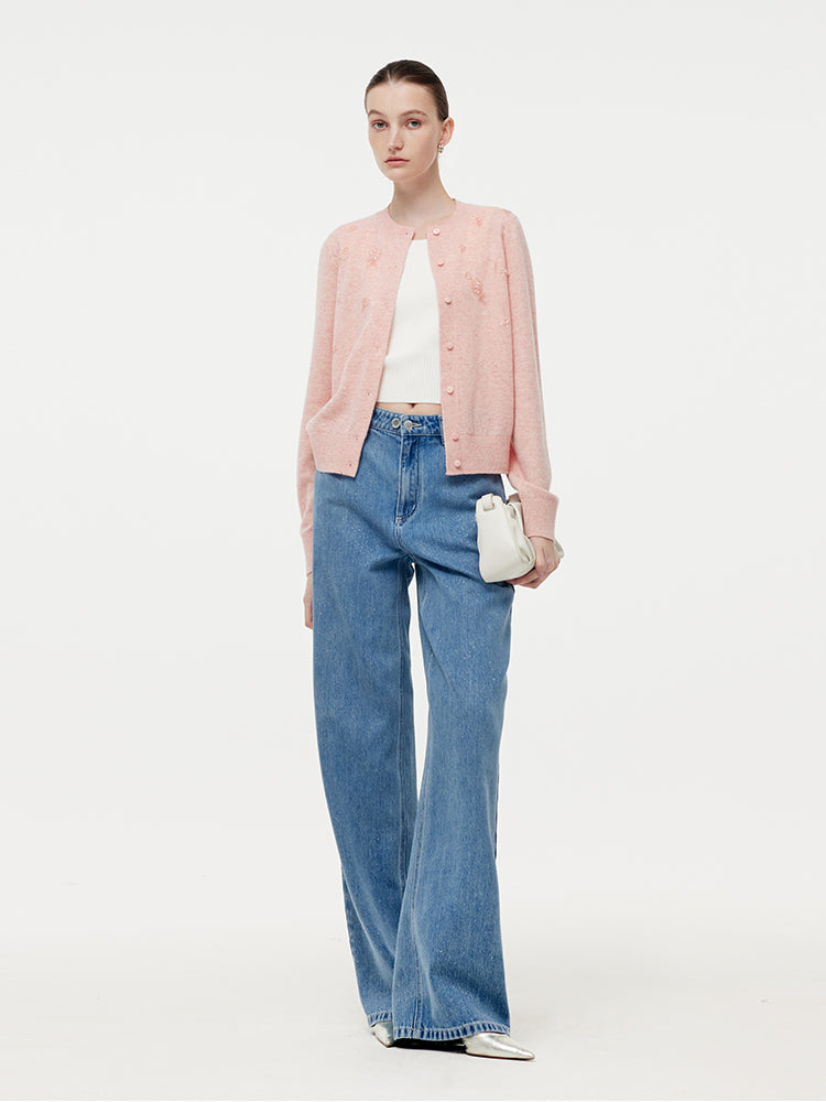 Valmere™ | Women's Floral Beaded Cardigan Made from 100% Wool