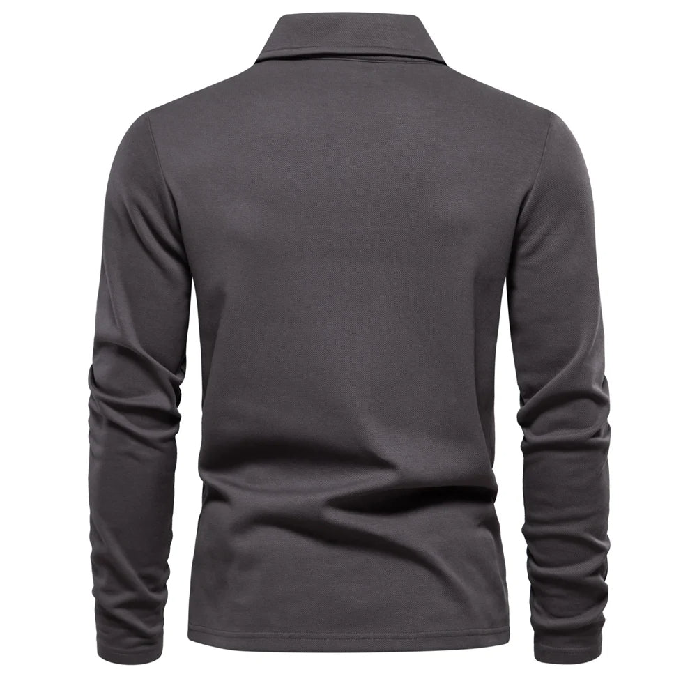 Long-Sleeve Polo Shirt with Collar