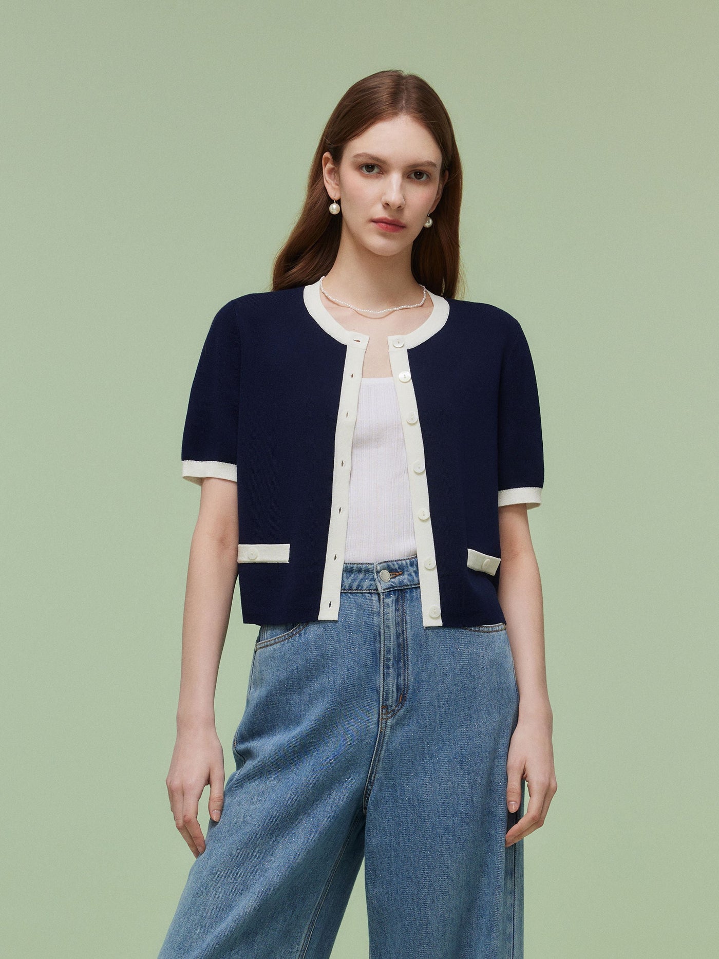 Valmere™ | Two-Tone Trim Cardigan