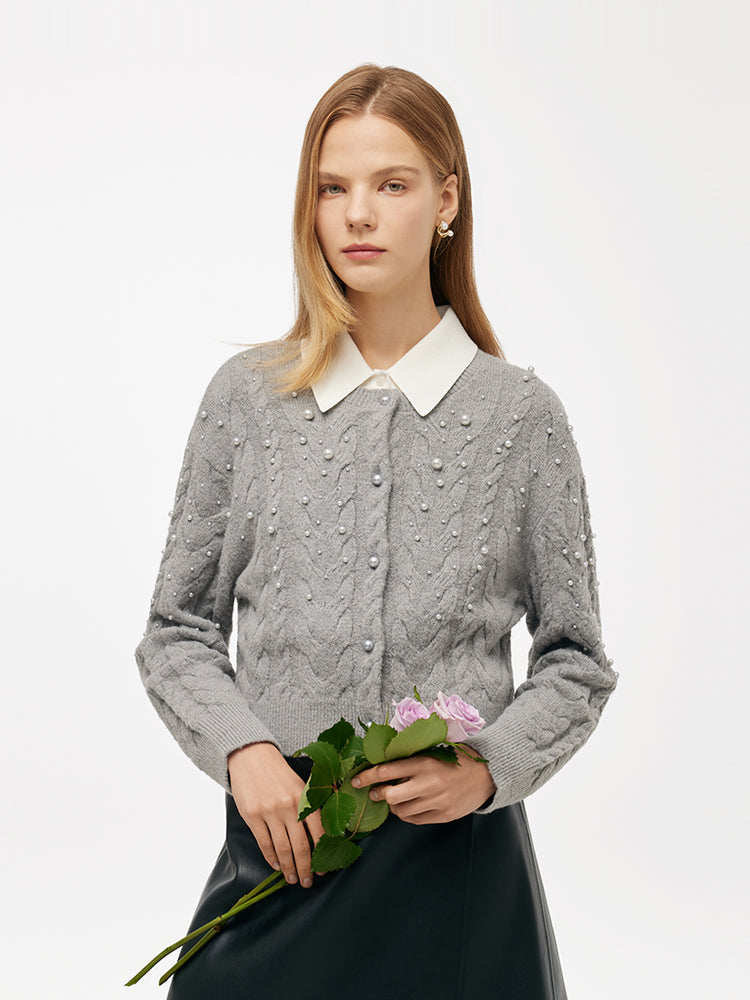 Valmere™ | Pearl-Embellished Mohair Blend Cardigan
