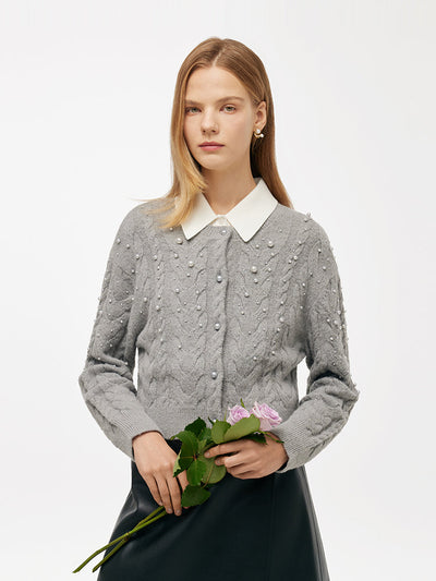 Valmere™ | Pearl-Embellished Mohair Blend Cardigan