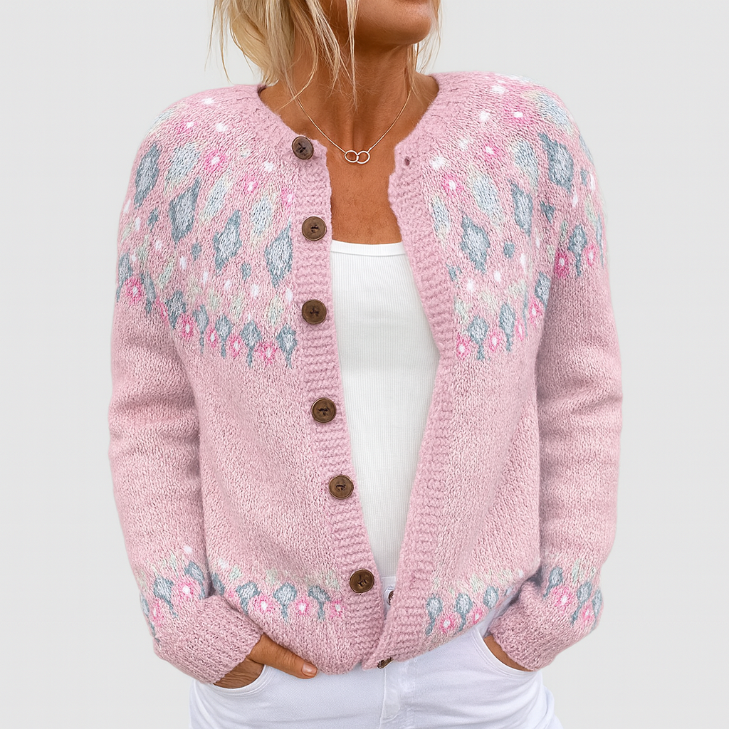 Elva™ | Loose Knit Cardigan with Pattern