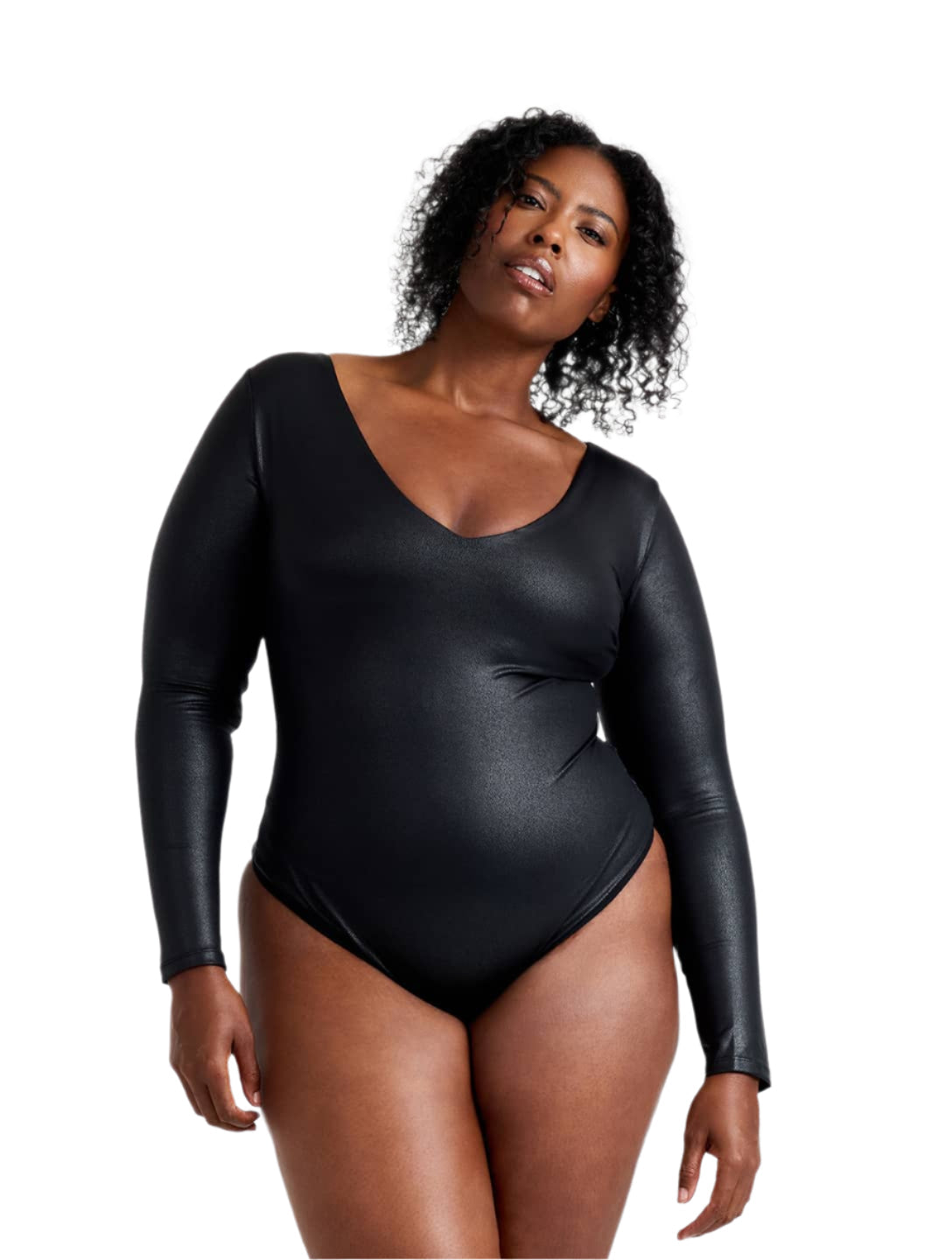Marlowe & Co | Leather Look Long Sleeve Bodysuit