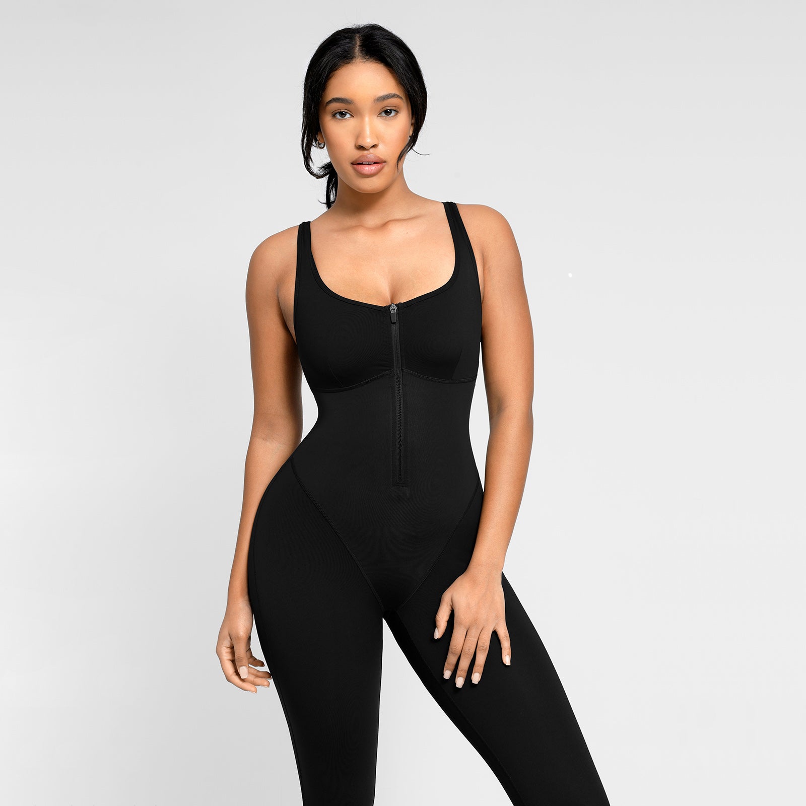 Juliette Zipper Front Slit Sports Jumpsuit