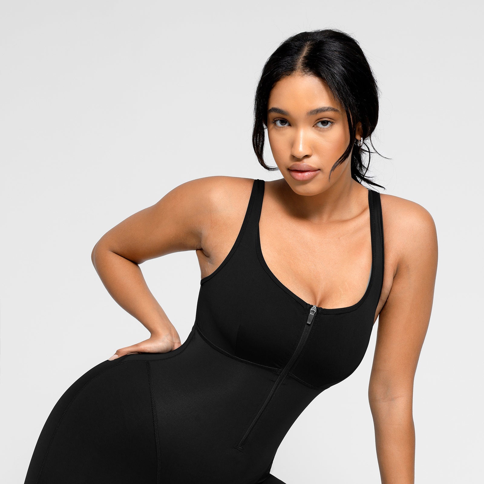 Juliette Zipper Front Slit Sports Jumpsuit