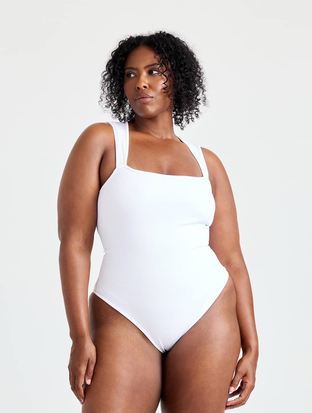 Marlowe & Co | Ribbed Square Neck Shapewear Bodysuit