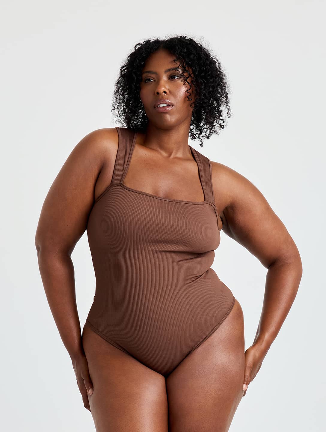 Marlowe & Co | Ribbed Square Neck Shapewear Bodysuit