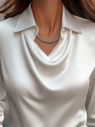 Vanaya | Satin Blouse With Draped Neckline