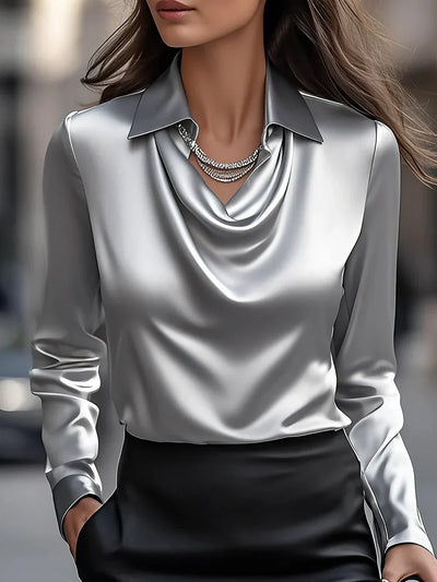 Vanaya | Satin Blouse With Draped Neckline