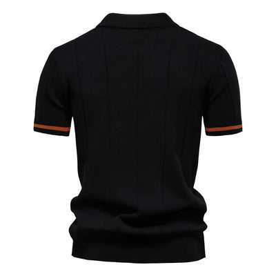 Solid Knit Zip Polo Shirt Slim Fit
