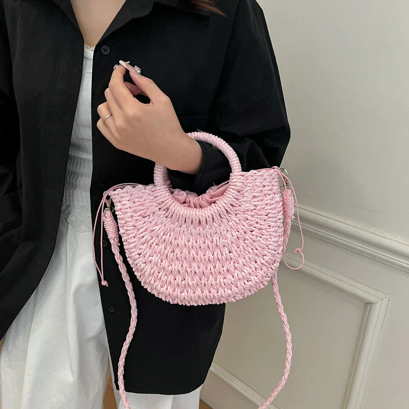 Handwoven Straw Crossbody Shoulder Bag