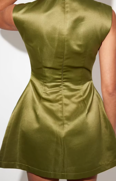 Marlowe & Co | Muse Satin Straight Neck Mini Dress
