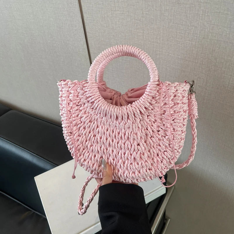 Handwoven Straw Crossbody Shoulder Bag