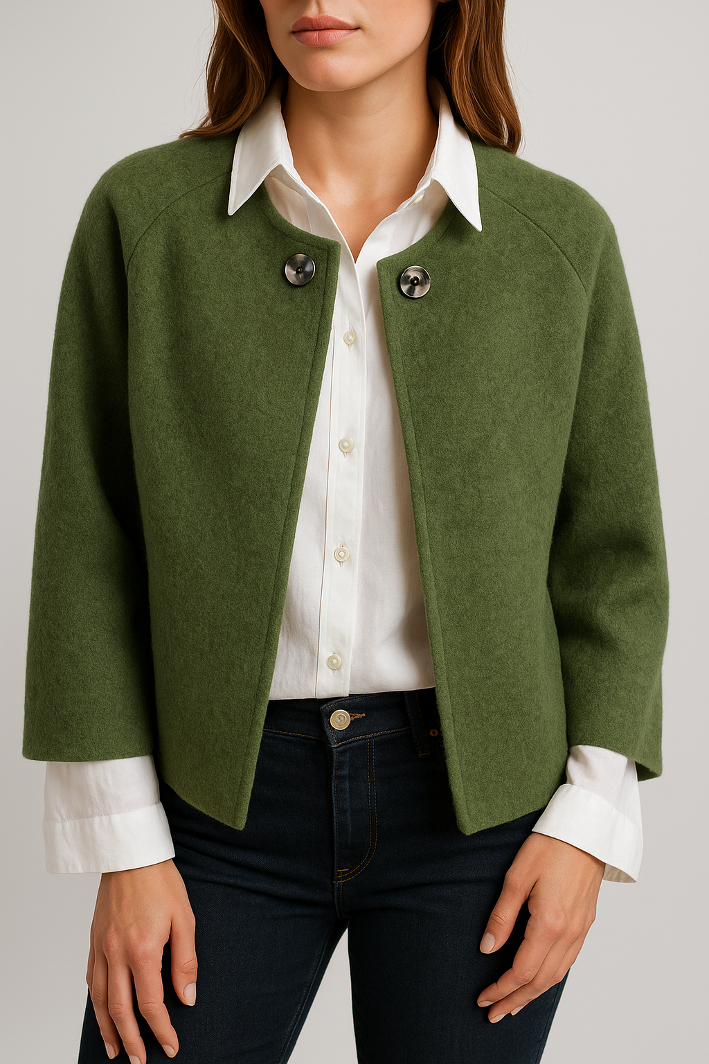 Luna - Stylish Short Fur Jacket with Elegant Button Details