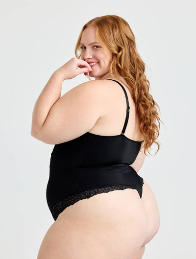 Marlowe & Co | V-Neck Half Laced Bodysuit