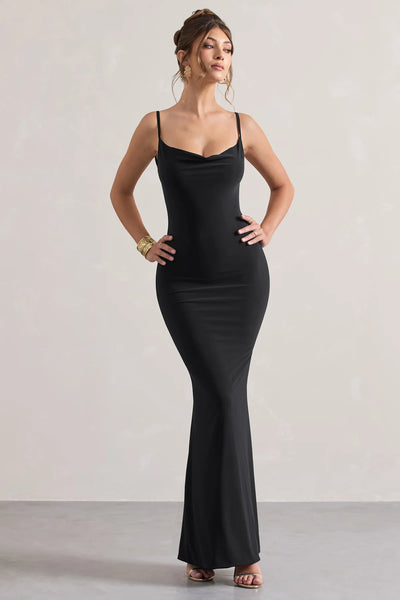 Marlowe & Co | Neck Backless Maxi Dress With Lace Insert