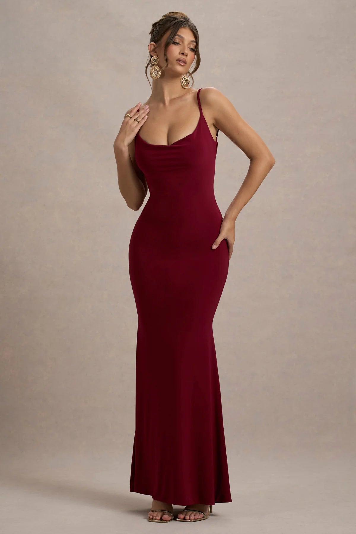 Marlowe & Co | Neck Backless Maxi Dress With Lace Insert