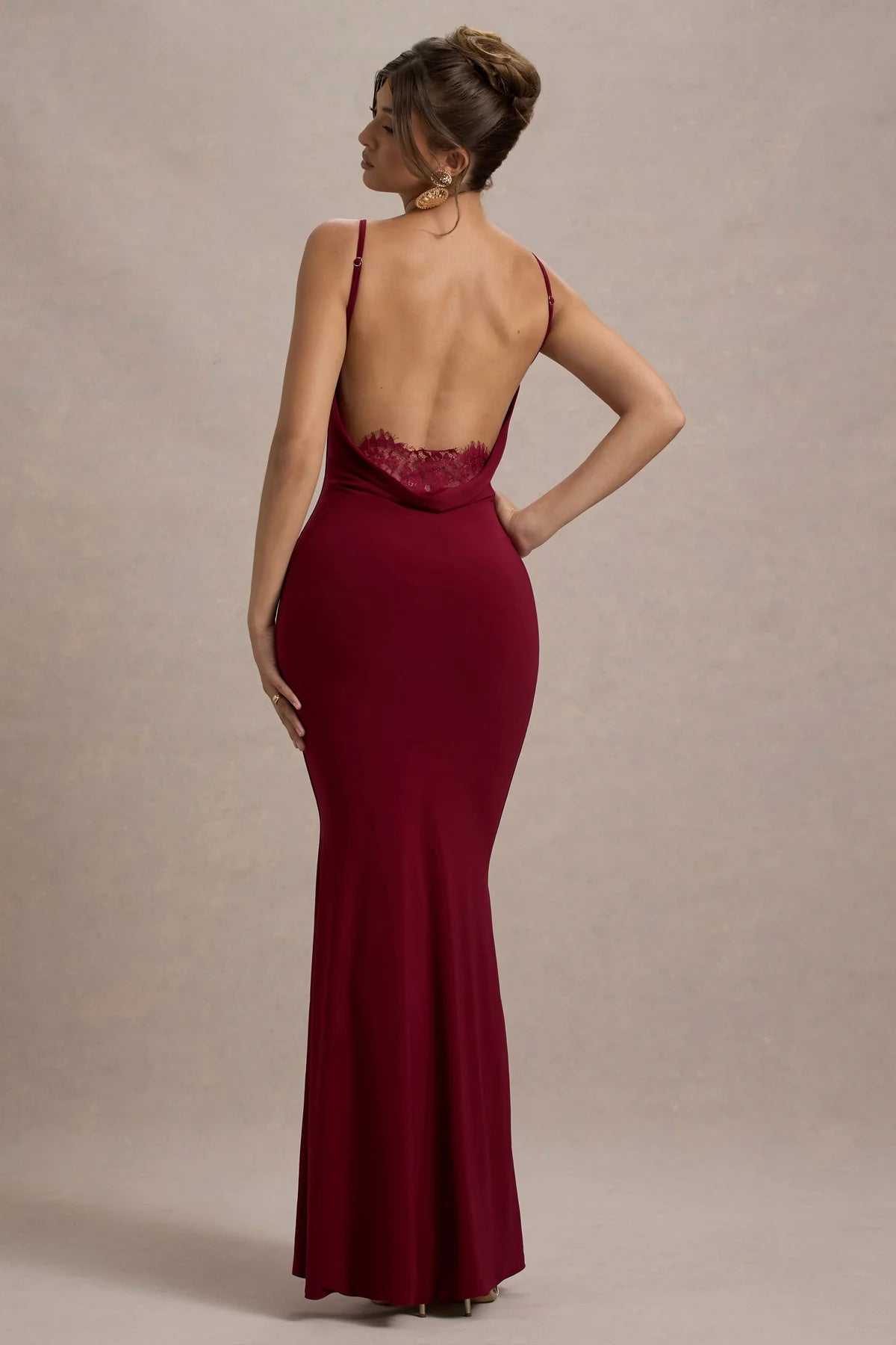 Marlowe & Co | Neck Backless Maxi Dress With Lace Insert