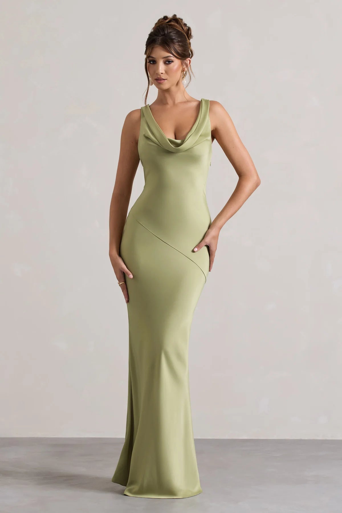 Marlowe & Co | Satin Cowl-Neck Maxi Dress