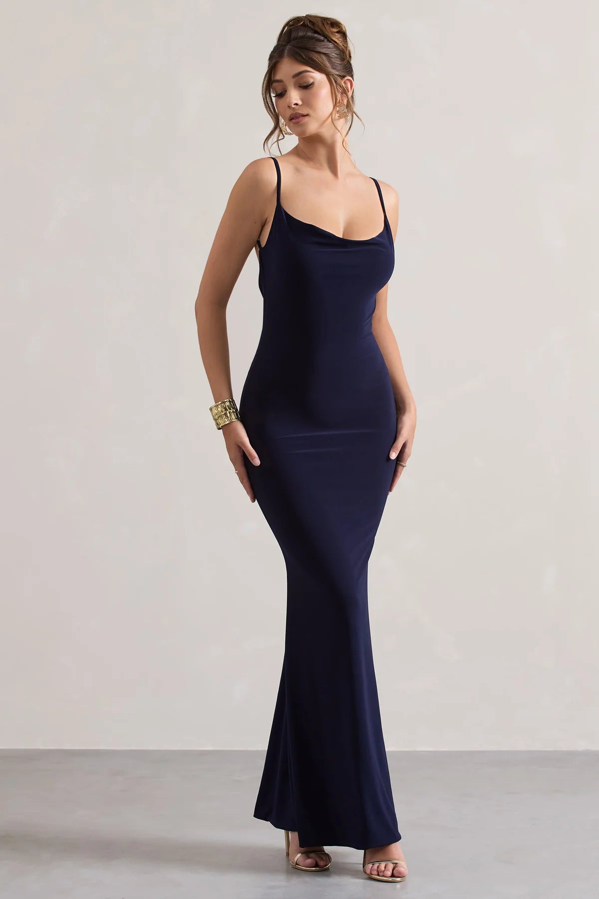 Marlowe & Co | Neck Backless Maxi Dress With Lace Insert