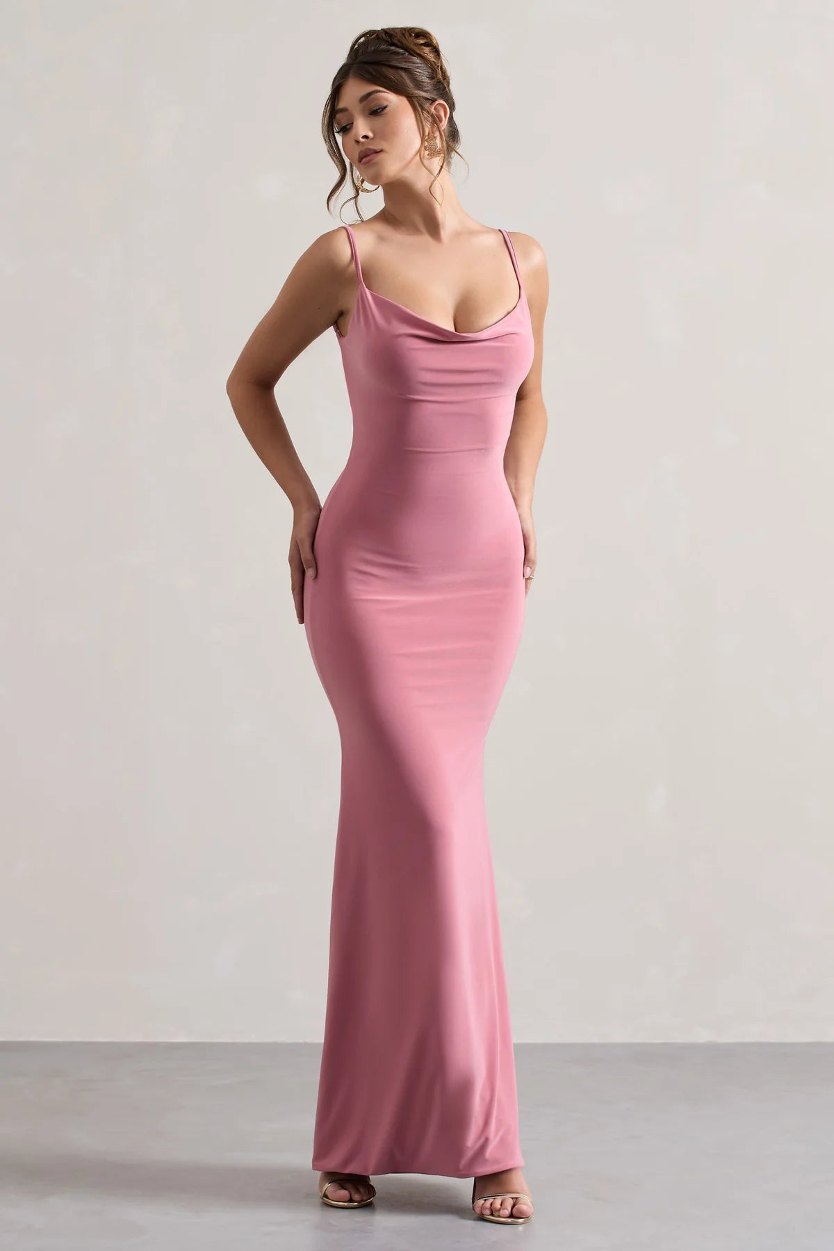 Marlowe & Co | Neck Backless Maxi Dress With Lace Insert