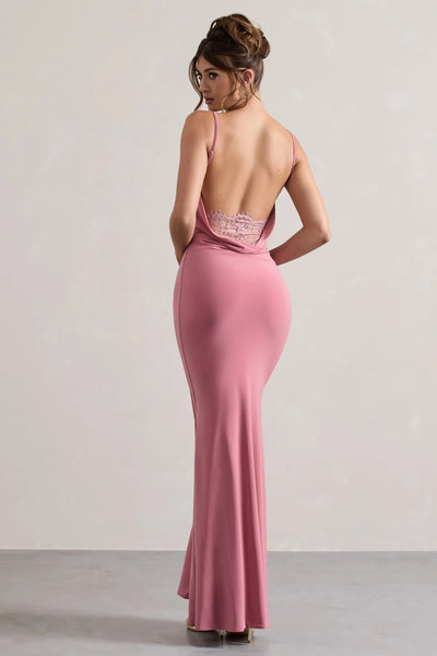 Marlowe & Co | Neck Backless Maxi Dress With Lace Insert