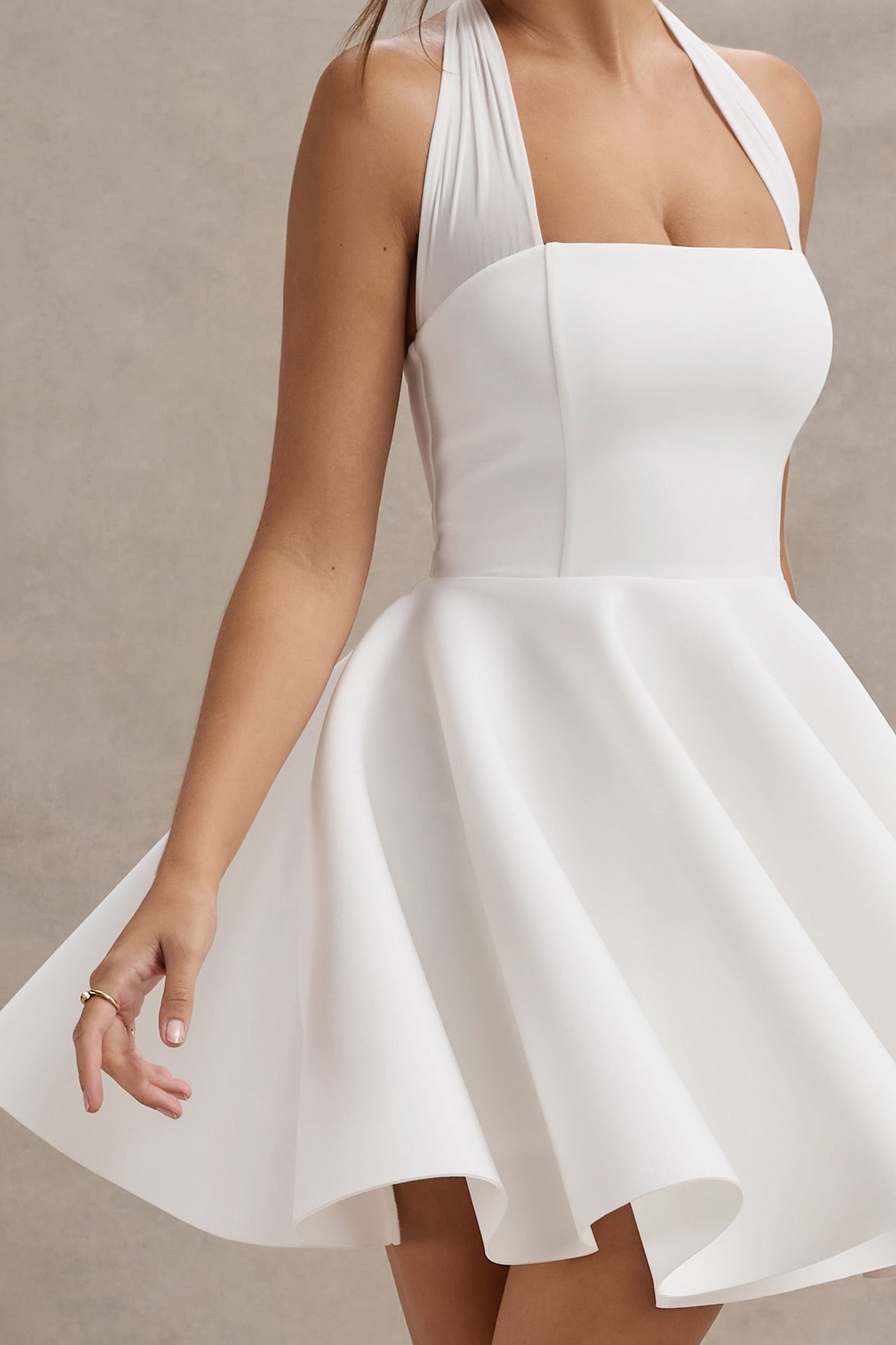 Marlowe & Co | White Halter-Neck Skater Mini Dress