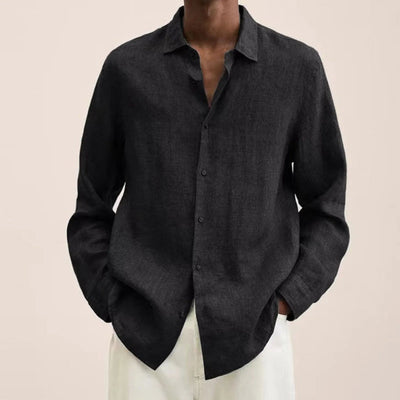 Linen-Cotton Long-Sleeve Shirt