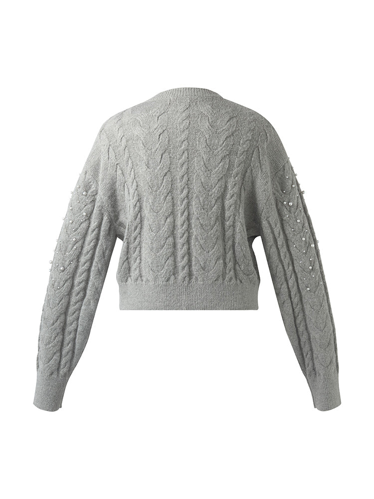 Valmere™ | Pearl-Embellished Mohair Blend Cardigan