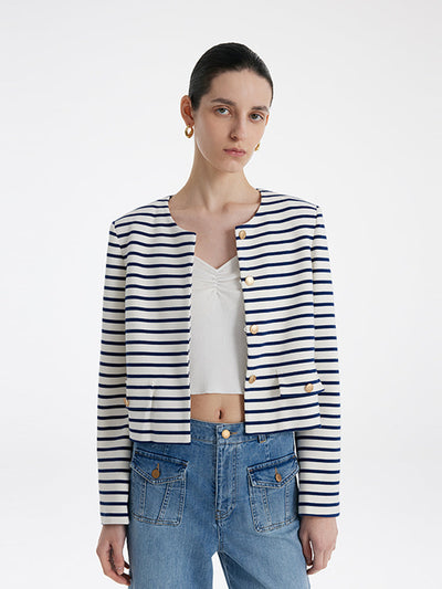 Valmere™ | Striped Cotton Crop Jacket