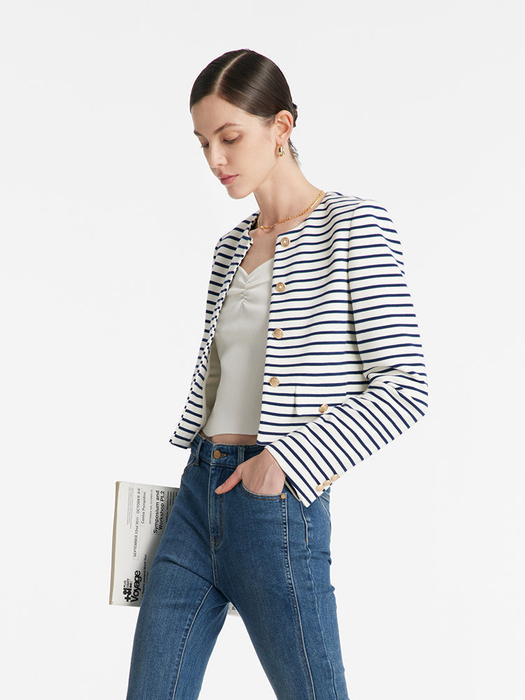 Valmere™ | Striped Cotton Crop Jacket