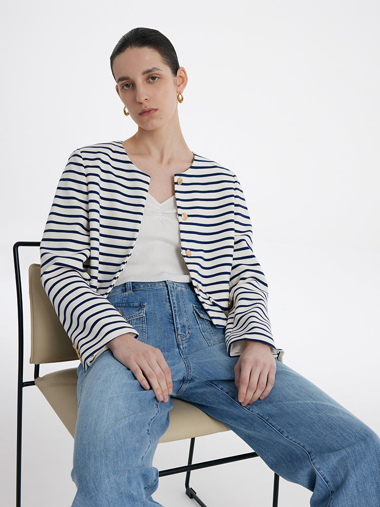Valmere™ | Striped Cotton Crop Jacket