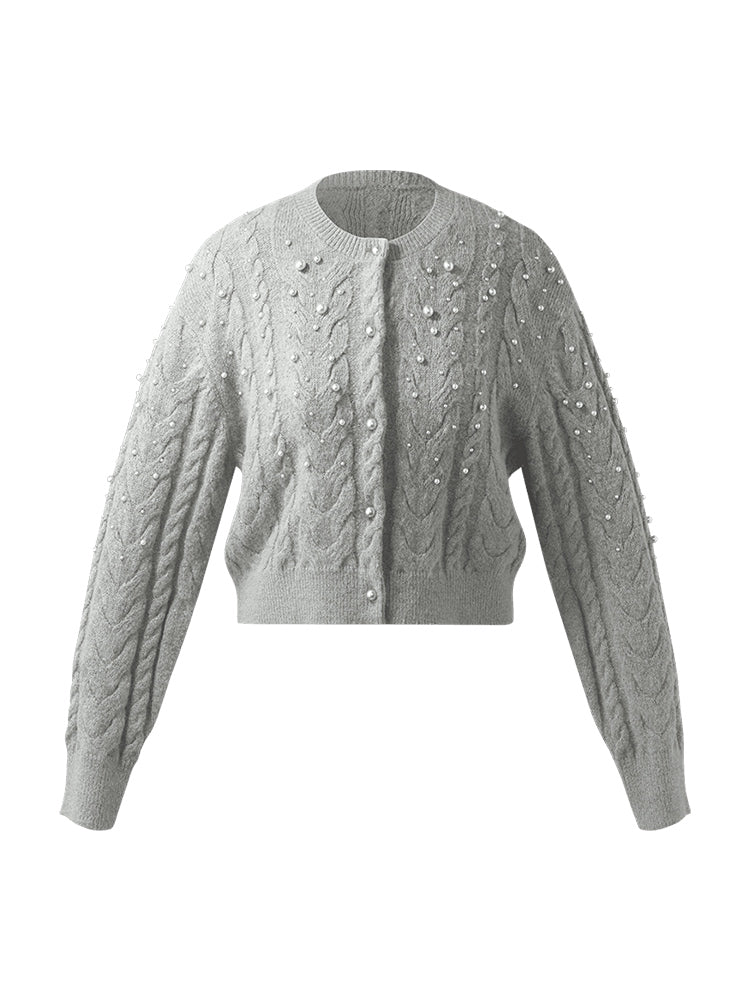 Valmere™ | Pearl-Embellished Mohair Blend Cardigan