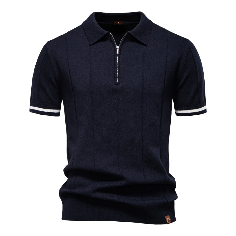 Short Sleeve Polo Shirt with Zip Collar