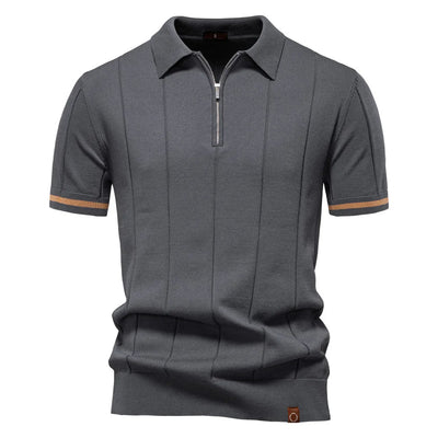 Short Sleeve Polo Shirt with Zip Collar