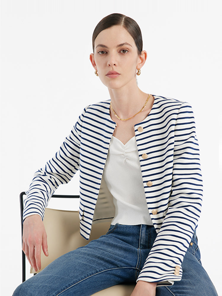 Valmere™ | Striped Cotton Crop Jacket