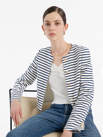 Valmere™ | Striped Cotton Crop Jacket