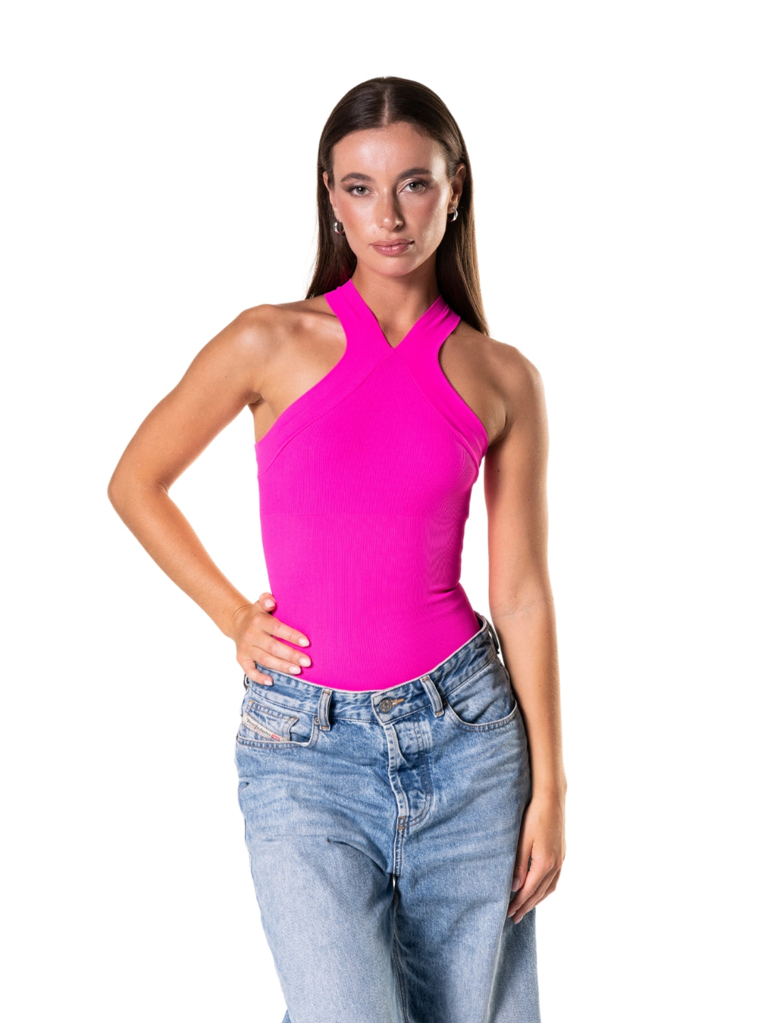 Marlowe & Co | Crossover Halter Shapewear Bodysuit