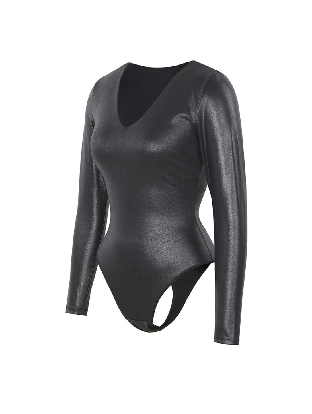Marlowe & Co | Leather Look Long Sleeve Bodysuit