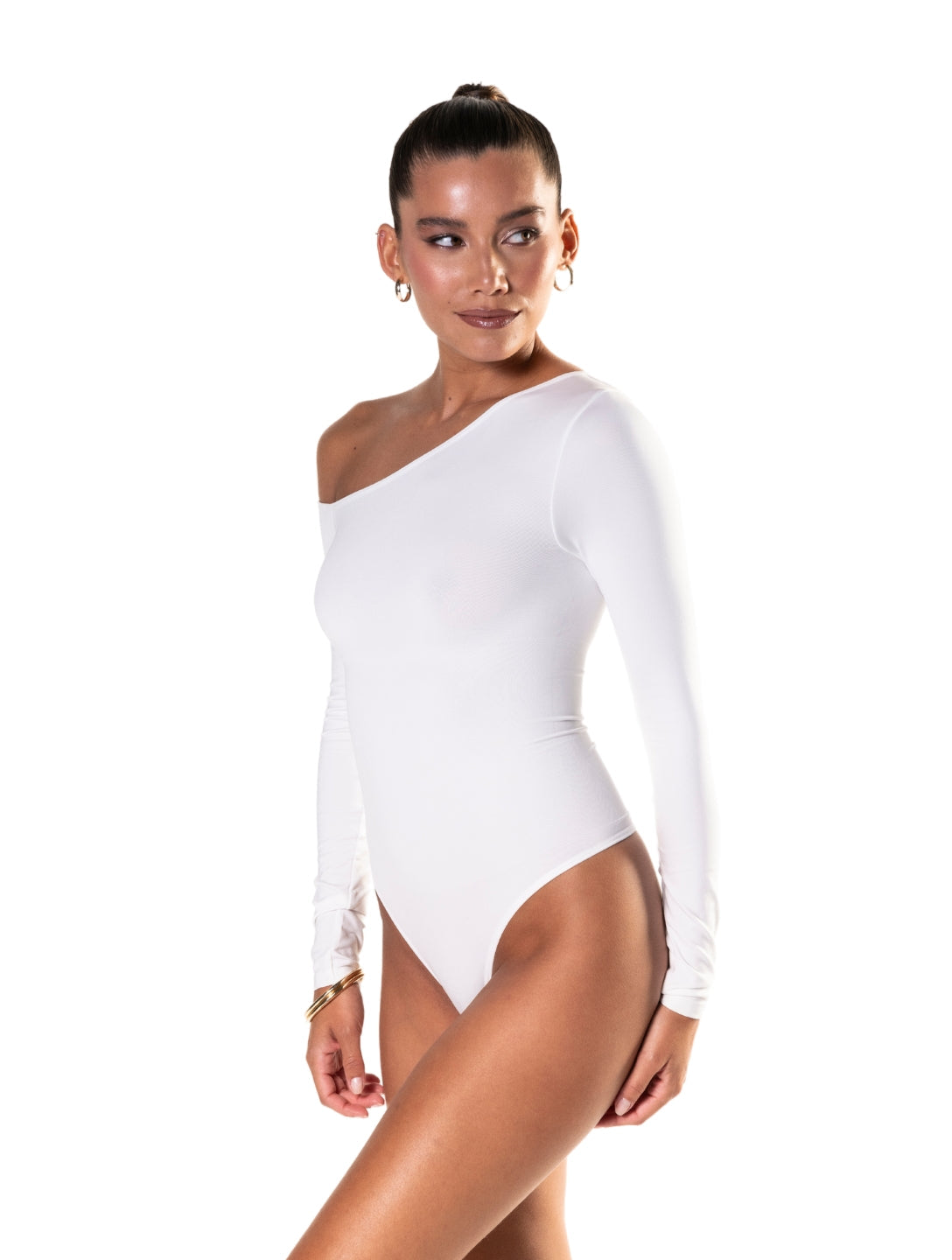 Marlowe & Co | One Shoulder Long Sleeve Thong Bodysuit