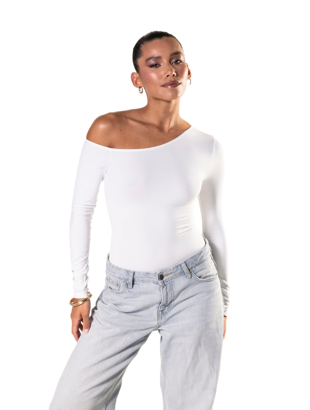 Marlowe & Co | One Shoulder Long Sleeve Thong Bodysuit