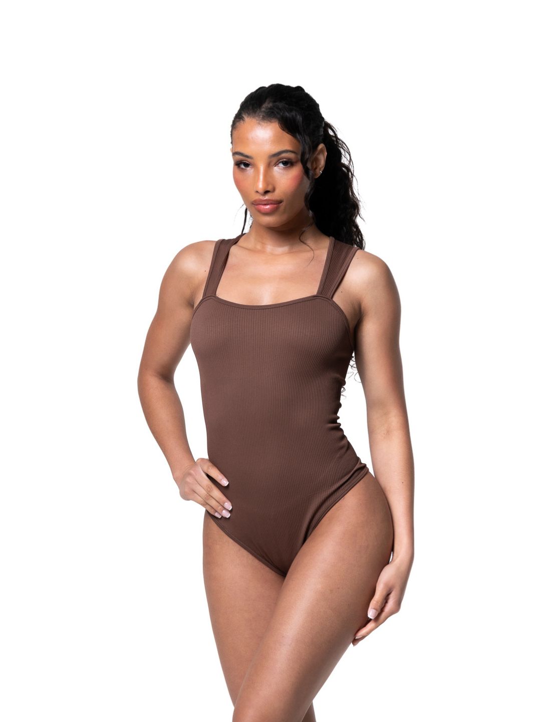 Marlowe & Co | Ribbed Square Neck Shapewear Bodysuit