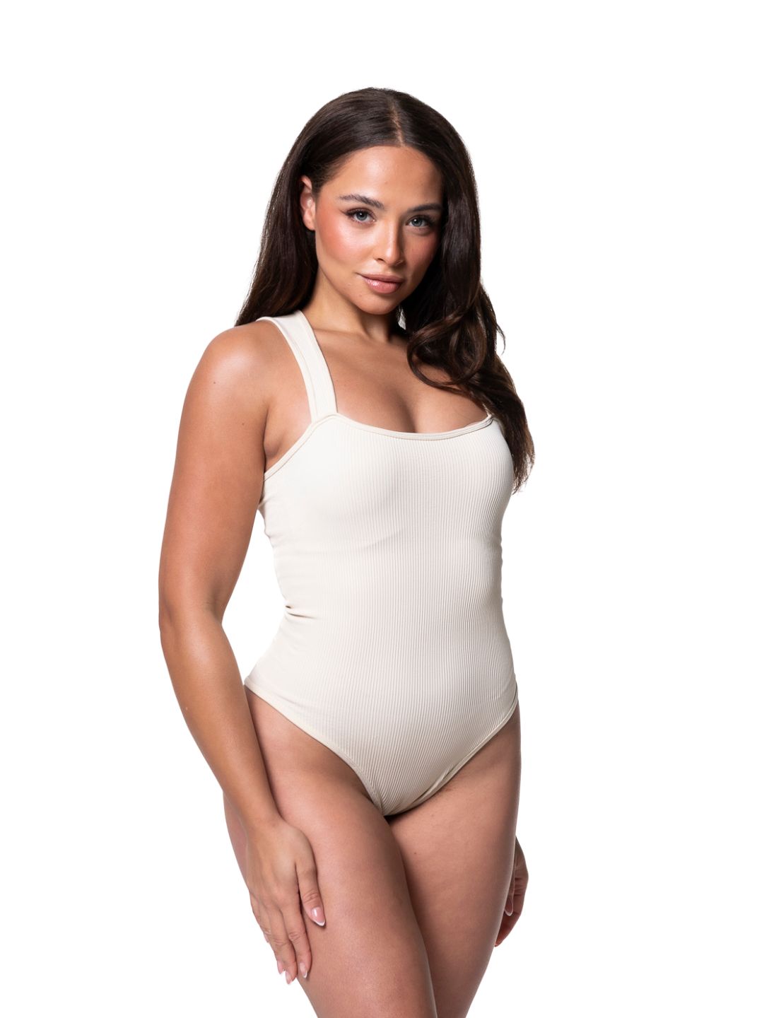 Marlowe & Co | Ribbed Square Neck Shapewear Bodysuit