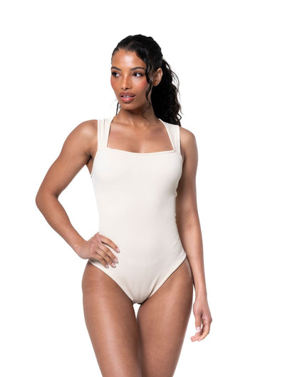 Marlowe & Co | Ribbed Square Neck Shapewear Bodysuit