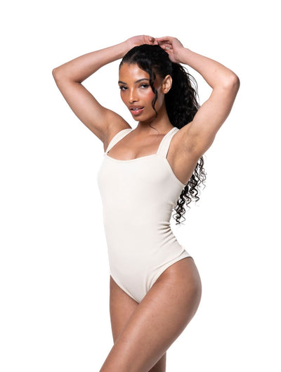 Marlowe & Co | Ribbed Square Neck Shapewear Bodysuit