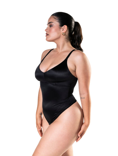 Marlowe & Co | Satin Snatched Thong Bodysuit