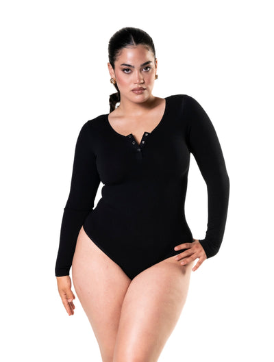 Marlowe & Co | Seamless Long Sleeve Thong Bodysuit
