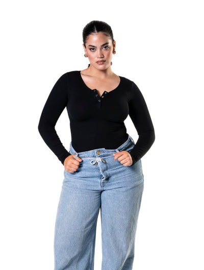 Marlowe & Co | Seamless Long Sleeve Thong Bodysuit