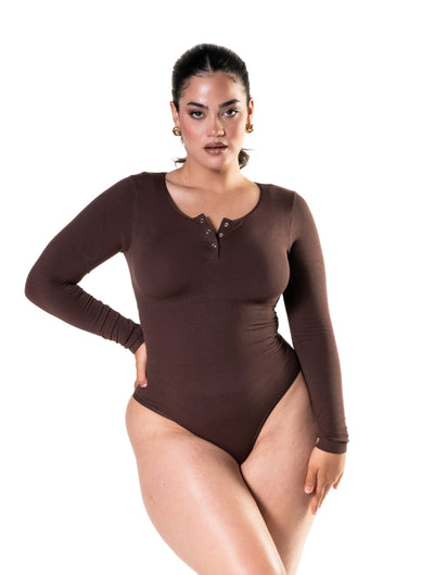 Marlowe & Co | Seamless Long Sleeve Thong Bodysuit